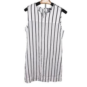 Orb Life Sleeveless Tank Top Grey and White Striped Dress Lightweight Summer A17